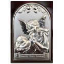 Aniołek z latarenką - Pamiątka Chrztu Świętego obrazek srebrny 12x8 błysk