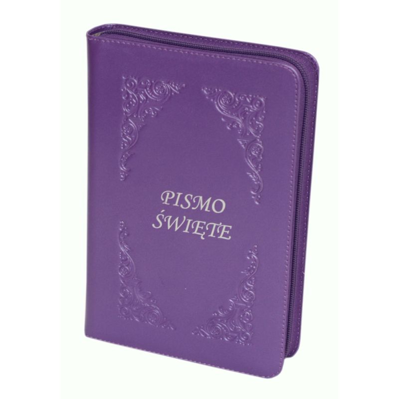 Pismo Święte Edycja św. Pawła fiolet skóra zamek paginacja