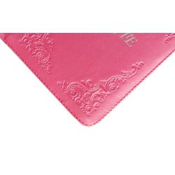 Biblia Tysiąclecia oazowa skóra zamek różowa