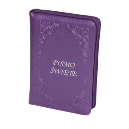 Biblia Tysiąclecia oazowa skóra zamek fiolet