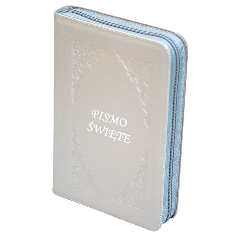 Biblia Tysiąclecia oazowa skóra zamek szary