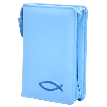 Etui na Biblię Tysiąclecia 16x22 niebieski haft